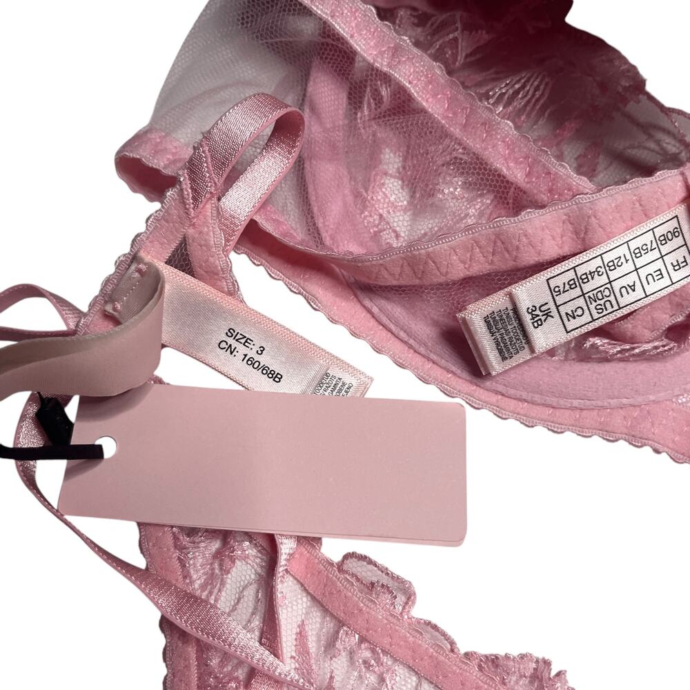 Agent Provocateur Jayce Plunge Underwire Bra 2 Piece Set Baby Pink Size 34B - Picture 4 of 5